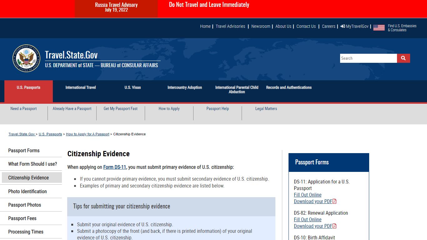 Citizenship Evidence - United States Department of State