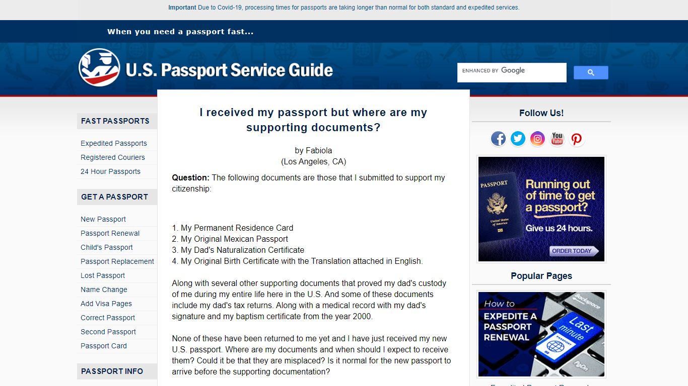 I received my passport but where are my supporting documents?